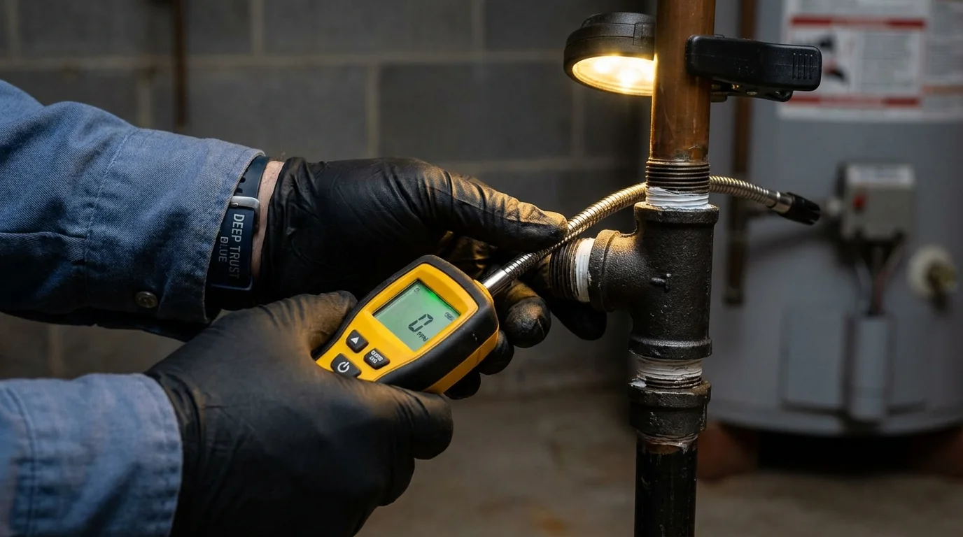 Gas leak detection with electronic sniffer by Johns Plumbing LLC in Hackensack