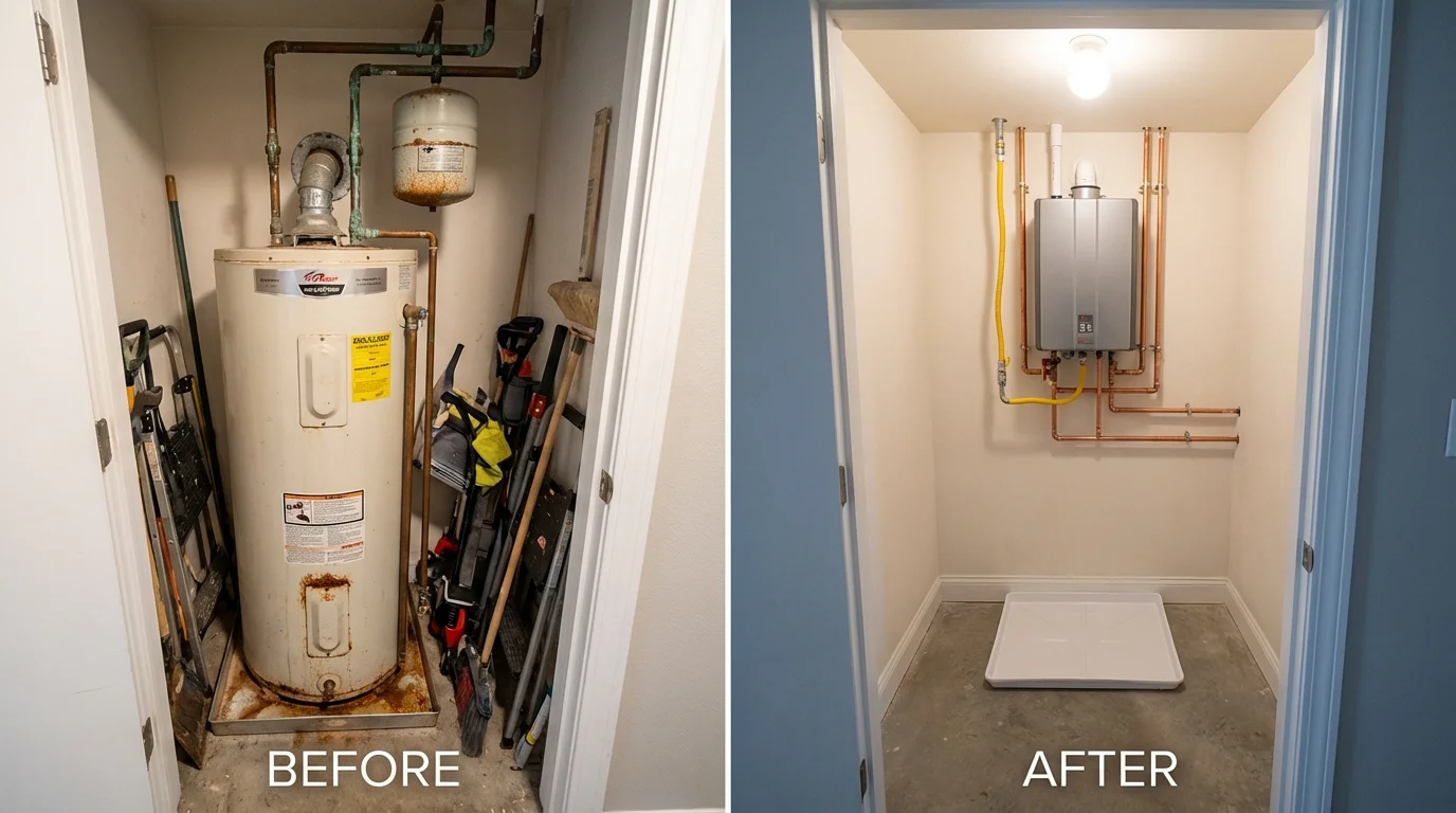 Tank water heater versus wall-mounted tankless unit comparison for Hackensack, NJ homeowners