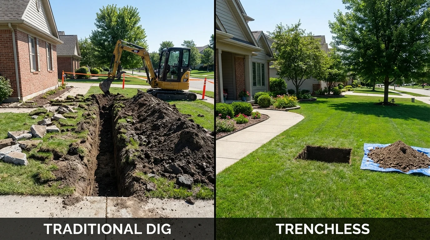 Trenchless sewer repair with minimal yard damage versus traditional excavation in Hackensack, NJ